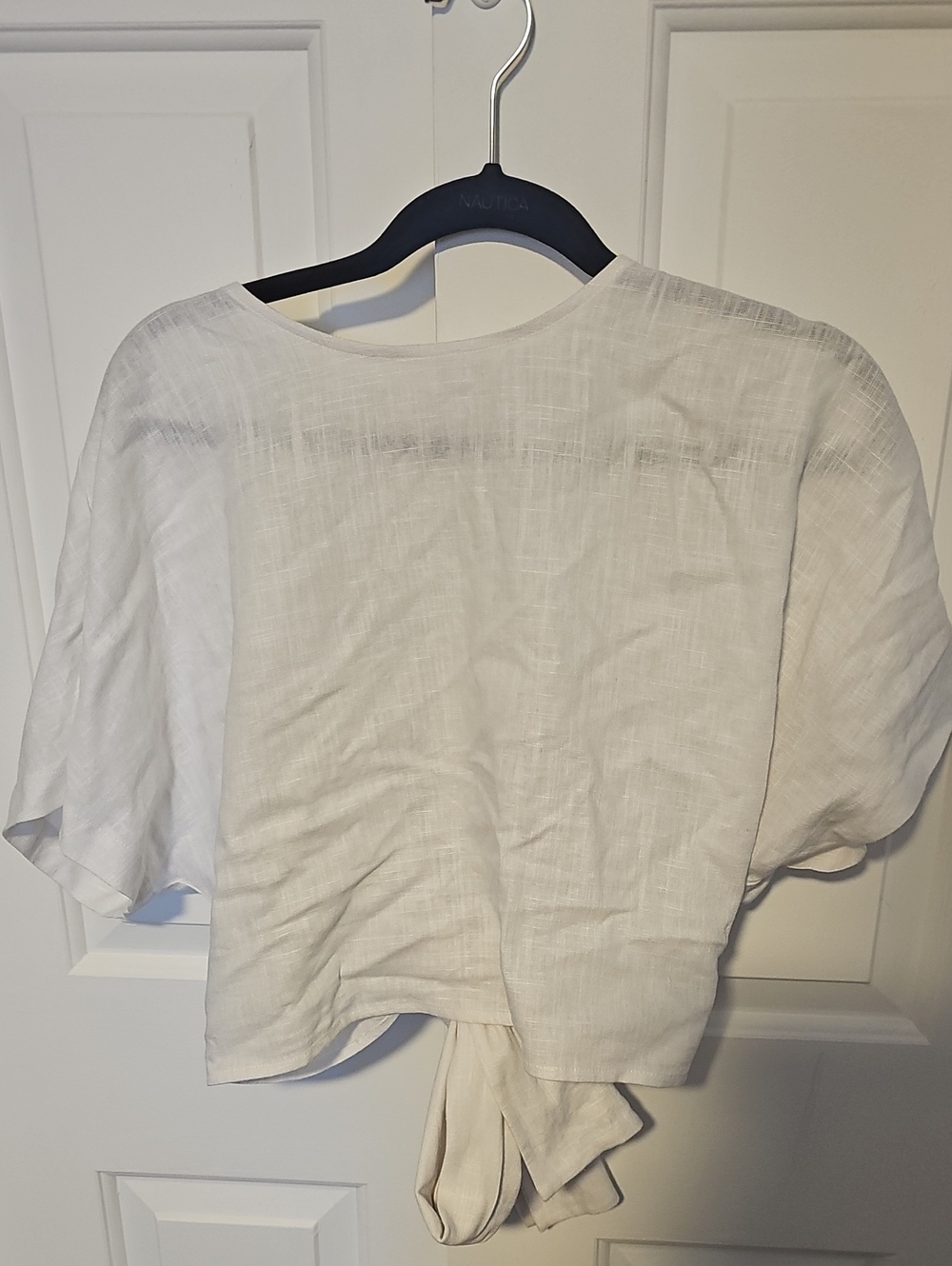Express White Wrap Linen Blouse